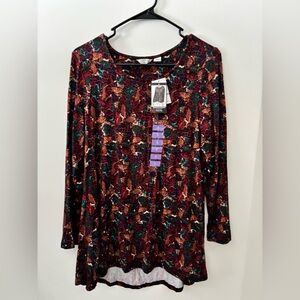 Stretchy Floral Multicolor Women's Tunic Top